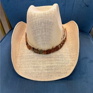 Vintage Anheuser-Busch Western Straw Cowboy Hat Size 56 Mexico Feather Band